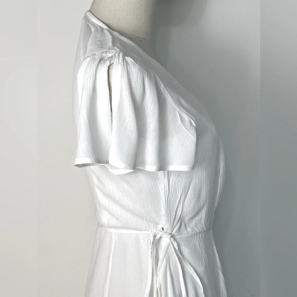 Lulu’s Harbor Point White Sheer Chiffon Wrap Dress Size Small and Medium - Picture 10 of 13